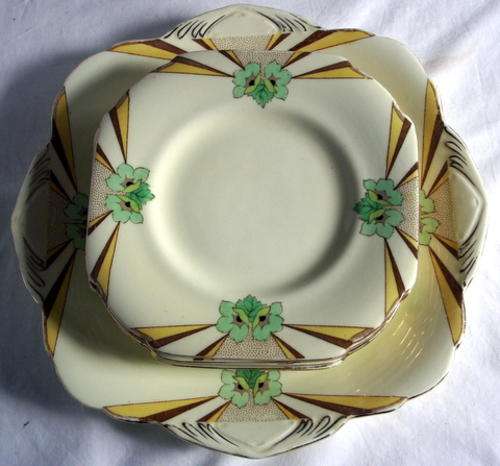 KINGSLEY DESIGN - GRAFTON CHINA - OUTSTANDING ART DECO BONE CHINA PLATES