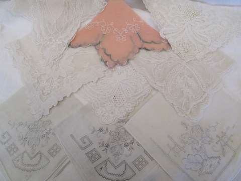 12 OF THE FINEST HANDMADE AND EMBROIDERED LACE HANKERCHIEFS