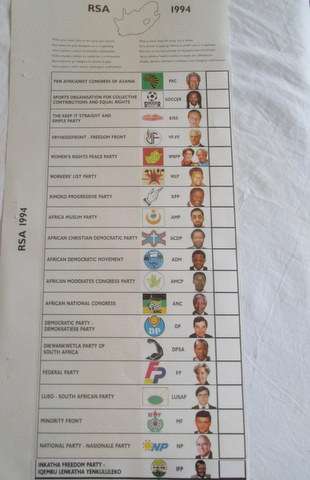 1994 ELECTION BALLOT PAPERS - INKATHA FREEDOM PARTY ADDED ON COLLECTABLES