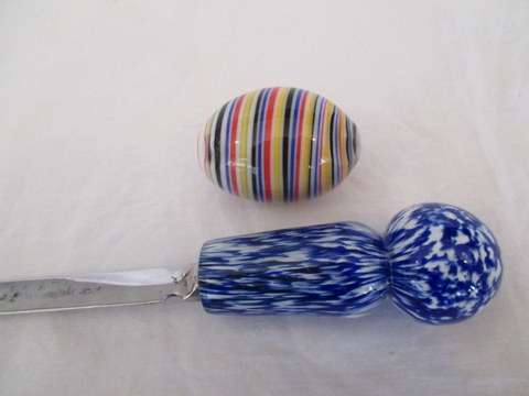 LOVELY SELKIRK GLASS LETTER OPENER AND AN END OF THE DAY EGG