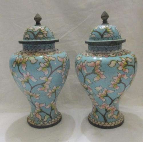 A STUNNING PAIR OF VERY OLD CLOISONNE VASES