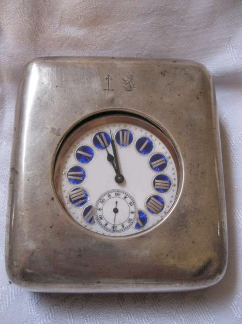 LARGE TRAVELING CLOCK IN A HALLMARKED SILVER CASE. WORKING AND GOOD CONDITION