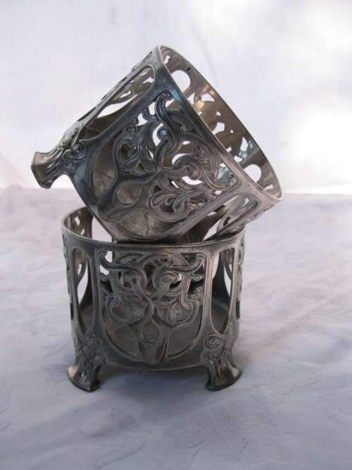WMF Art Nouveau - set of gorgeous wine bottle coasters - holds a bottle comfortably.