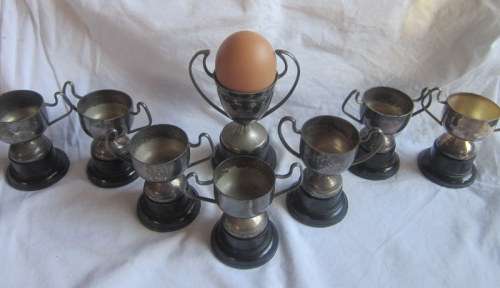 8 GORGEOUS SMALL SILVER PLATED TROPHIES - NO INSCRIPTIONS - 6.6 CM HIGH - SO MANY USES