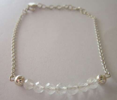 Sterling silver bracelet with quartz crystals.