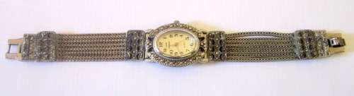 Marquizite and crome working ladies watch. 18 cm x 1.5 cm