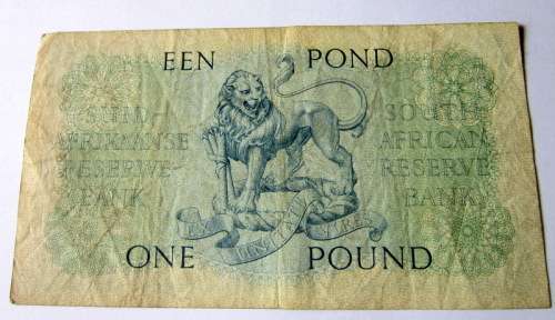 1955 1 pound bank note in English and Afrikaans.