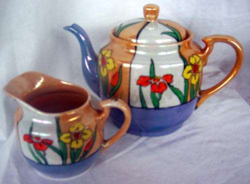 VERY PRETTY LUSTREWARE TEAPOT AND MILKJUG