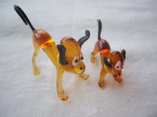 TWO LOVABLE MURANO PUPPIES IN MINATURE