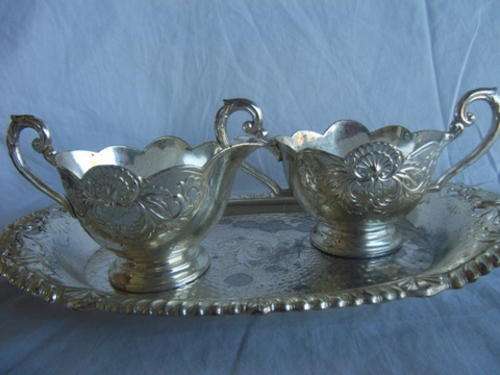 GORGEOUS LITTLE ORNATE SILVER PLATED SET