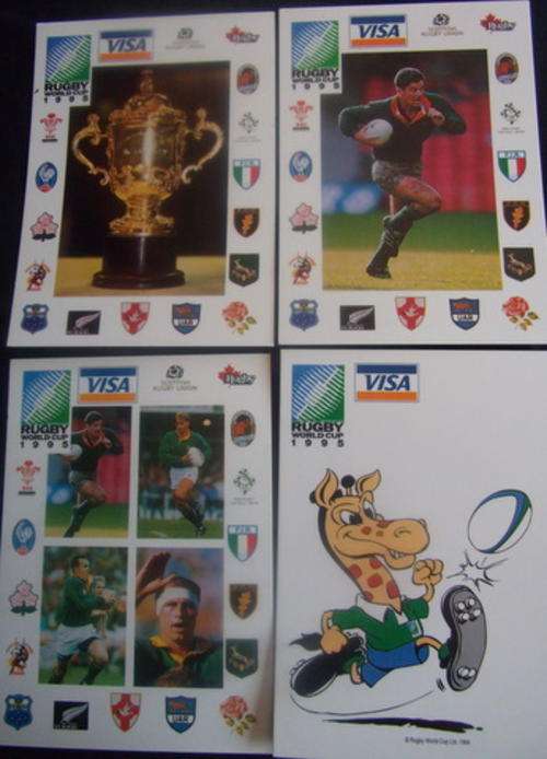 FOUR RUGBY WORLDCUP 1994 COLLECTORS POSTCARDS