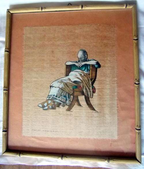 ARCHIMEDES-  ORIGINAL PAINTING - PAPIRO ORIGINALE IN LOVELY FRAME