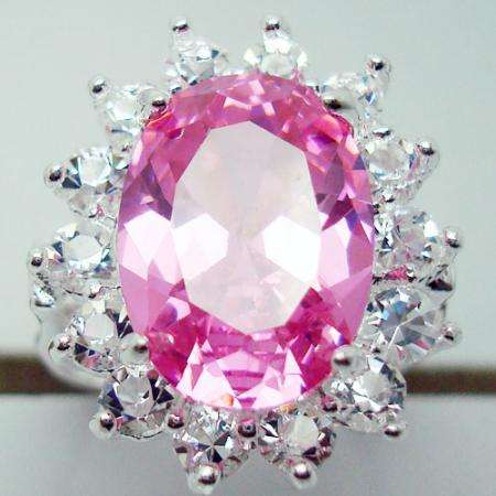 Stunning Pink Topaz 925 Sterling Silver Ring #7.5