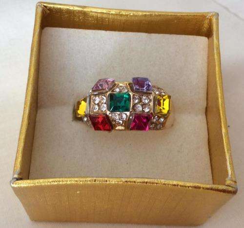 Gold Plated Coloured Crystal Ring