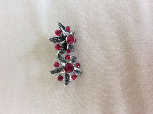 Large red and smoky black crystal earrings