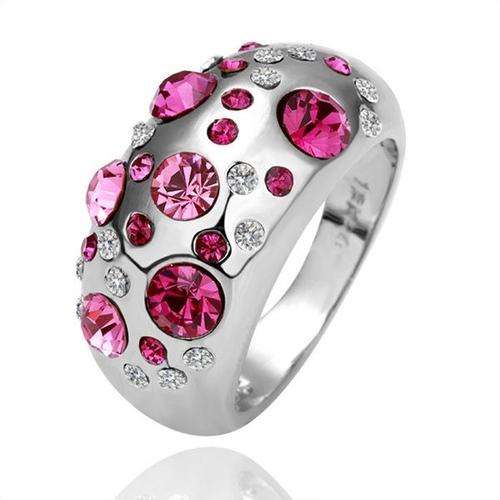 925 Silver Pink Crystal Ring