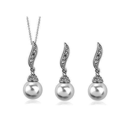 Wedding / Engagement Jewellery Sets - Pearl and Diamante Necklace and earrings