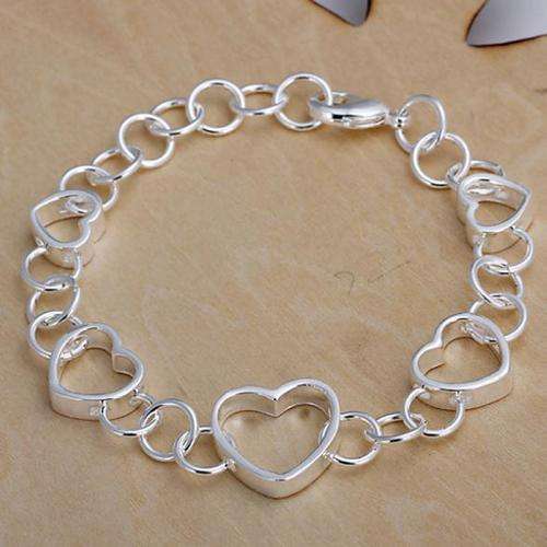 925 Silver Plated - Heart Looped bracelet