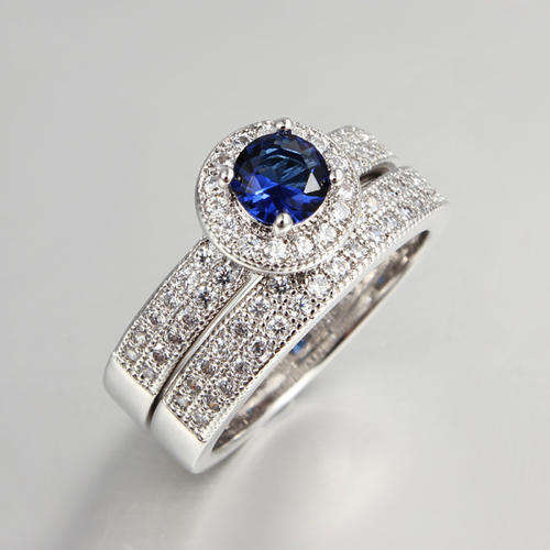 Platinum Plated Wedding Ring Set