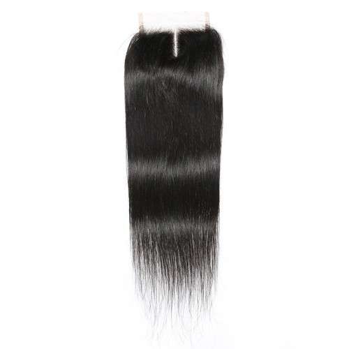 Lace Closure Brazilian/ Peruvian Straight Human Hair Natural Color middle part (8 inch)