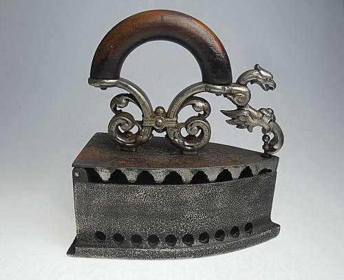 Magnificent antique iron with dragon head, Biedermeier circa 1830, Star of David mark