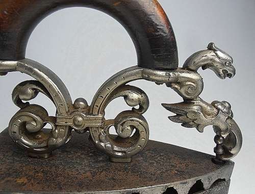 Magnificent antique iron with dragon head, Biedermeier circa 1830, Star of David mark
