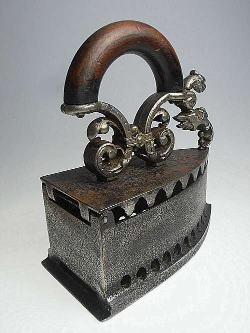 Magnificent antique iron with dragon head, Biedermeier circa 1830, Star of David mark