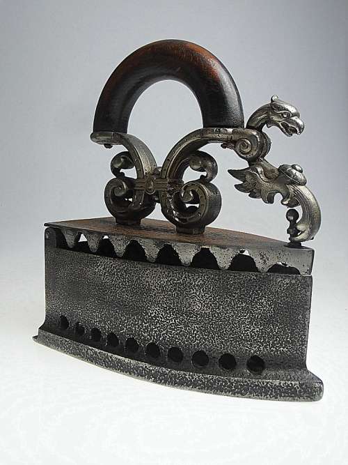 Magnificent antique iron with dragon head, Biedermeier circa 1830, Star of David mark