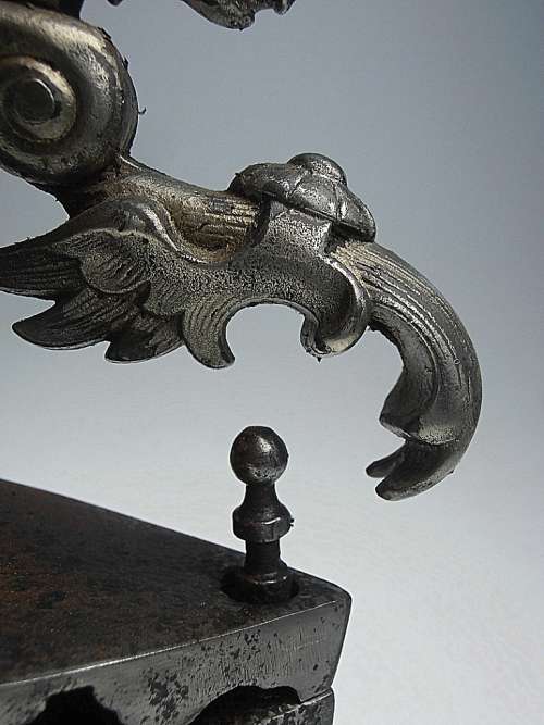 Magnificent antique iron with dragon head, Biedermeier circa 1830, Star of David mark