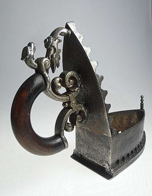 Magnificent antique iron with dragon head, Biedermeier circa 1830, Star of David mark