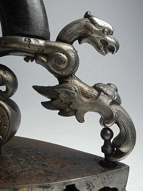 Magnificent antique iron with dragon head, Biedermeier circa 1830, Star of David mark