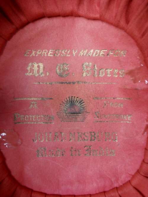 Vintage sun helmet, pith helmet, M. E. Stores Johannesburg
