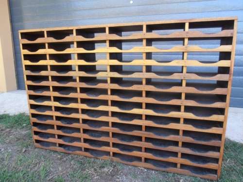 Fantastic large vintage wooden pigeon hole filing cabinet, wine rack, bookcase, very solid and heavy