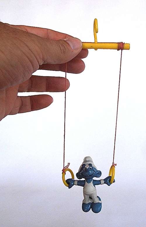 40510 Ring Gymnast Smurf, Vintage Smurfs figure, Shipping will only be charged once!