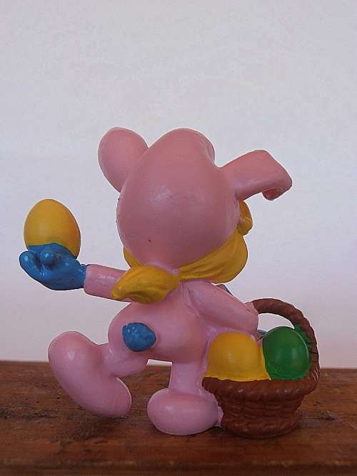 2.0497 Smurfette in bunny suit, Vintage Smurfs figure, Shipping will only be charged once!