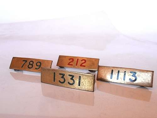 Vintage SAR/SAS metal number badges, 212, 789, 1113, 1331, shipping will only be charged once!