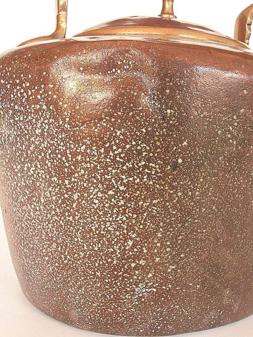 Antique copper kettle, heavy and solid, marked