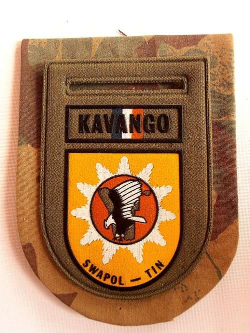 Large SAP Koevoet Kavango Swapol-Tin badge, shoulder flash. Shipping will only be charged once!