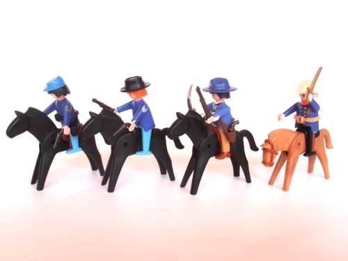 Vintage lot 1970's Playmobil US Army figures, soldiers and horses, Geobra