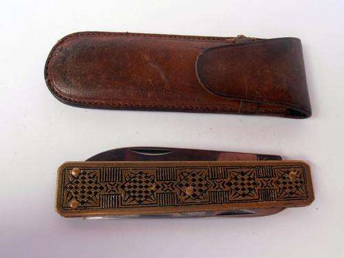 Vintage pocket knife, Foron, Solingen, Toledo pocketknife with leather sheath, WENDYHOUSE-MANIA!