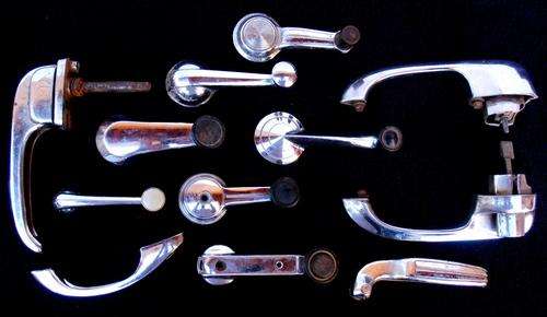 Old chrome car parts, window crank lever, door handle, Ford, GMC, VW! WENDYHOUSE-MANIA!