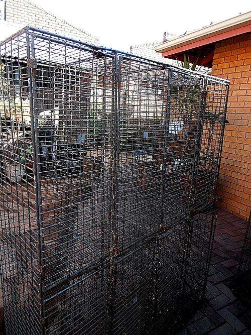 Vintage WIRE MESH LOCKERS, METAL LOCKER, INDUSTRIAL FURNITURE, heavy and solid