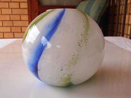 Vintage Riihimaen Lasi glass vase, made in Finland