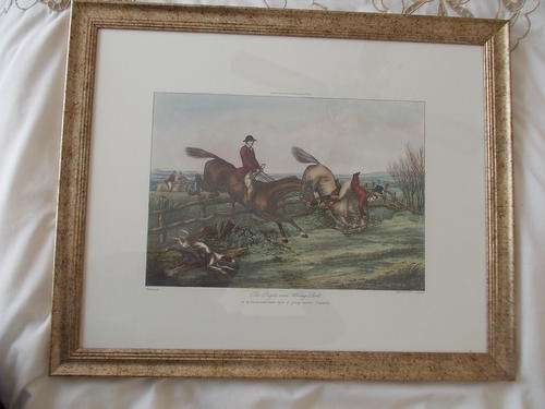 old English  HUNTING PRINT  H Alken "The Right Sort & The Wrong Sort" PV ed.(C Bentley) framed