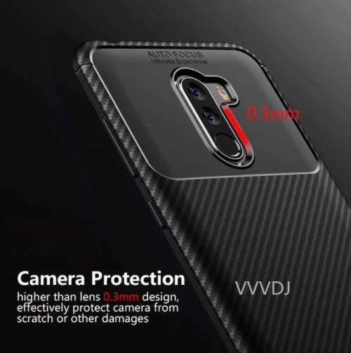Luxury Carbon Fiber Case For Xiaomi Pocophone F1 + glass screen protector bundle