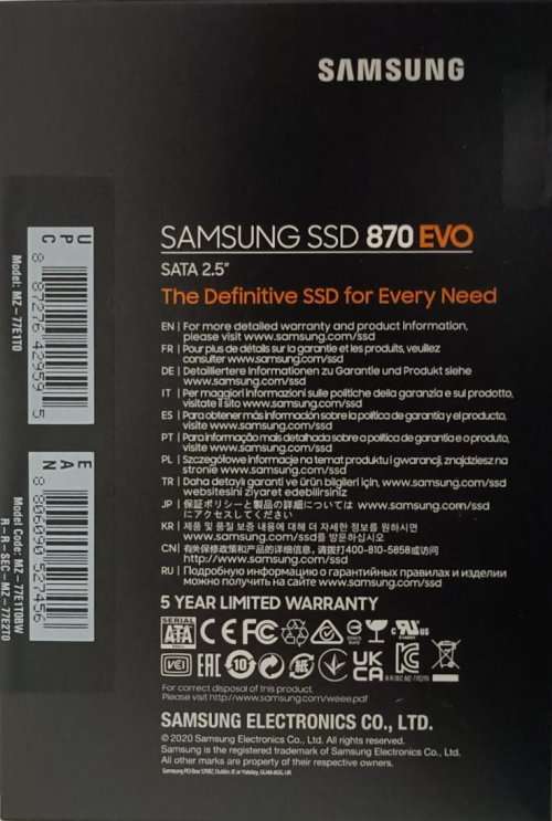 SAMSUNG 870 EVO SATA III SSD 1TB 2.5 Internal Solid State Hard Drive, Upgrade PC or Laptop Memory