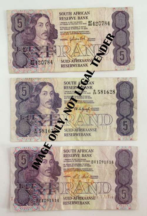 South Africa 5 rand note assortment (3 Notes)