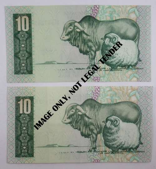 South Africa, 2 Ten Rand notes, Good Condition