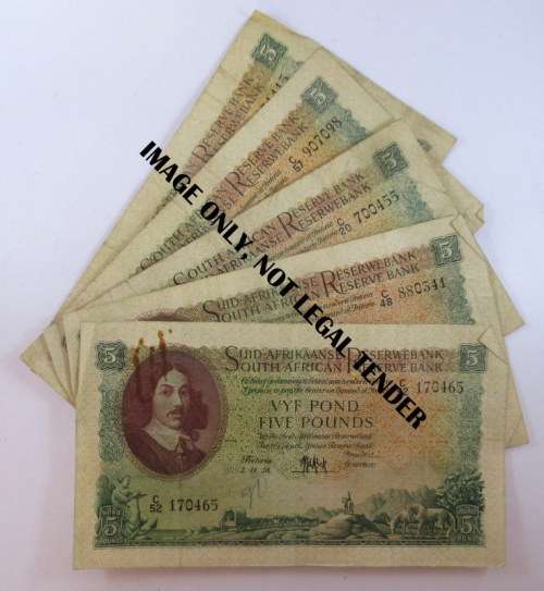 South Africa, 5 Five Pound Notes, C Series