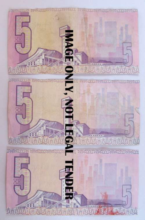 South Africa, 3 Five Rand notes, B Series